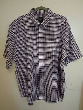 Jos. A. Bank Men's Purple and White Traveler Shirt Sz‎ XXL